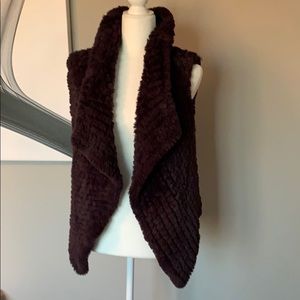Bagatelle Plum Faux Fur Soft Knitted Vest